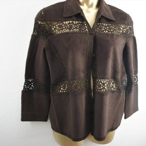 Ralph lauren  vintage vegan suede crochet cardigan jacket size L